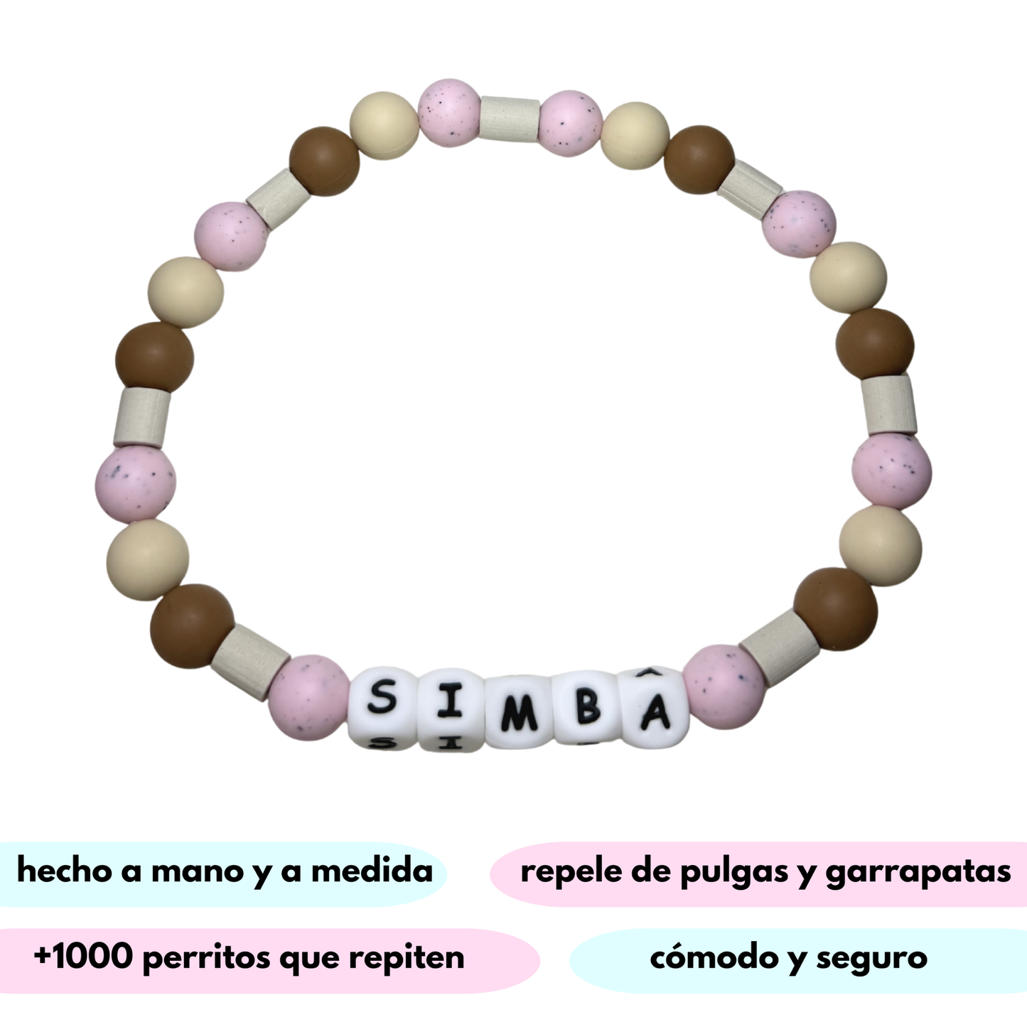 collar antiparasitario natural cup cake rosa