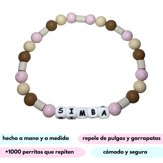 collar antiparasitario natural cup cake rosa