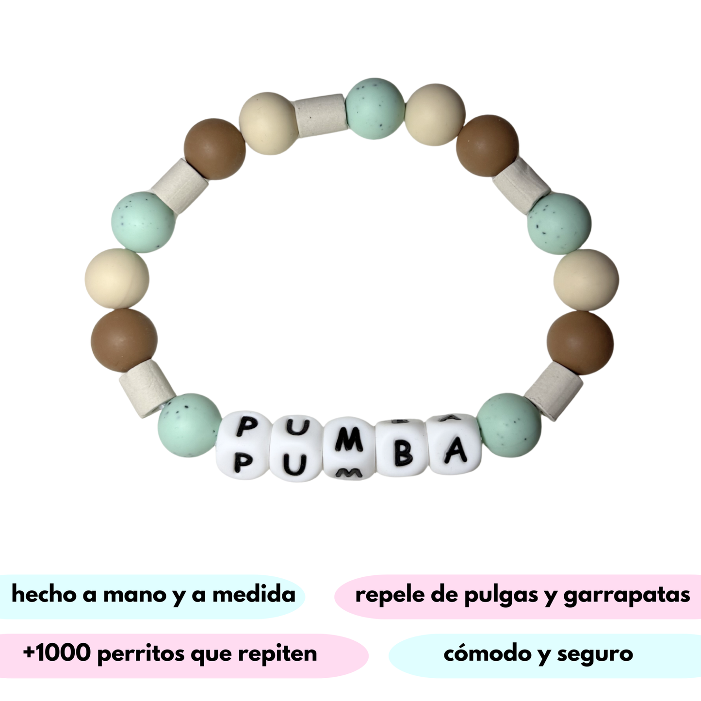 collar antiparasitario natural cup cake azul
